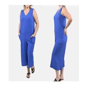 Blue Rib Knit Jumpsuit - Size Medium